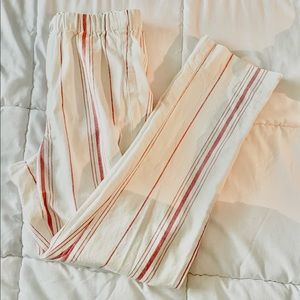 White Linen Pants with Red Stripes